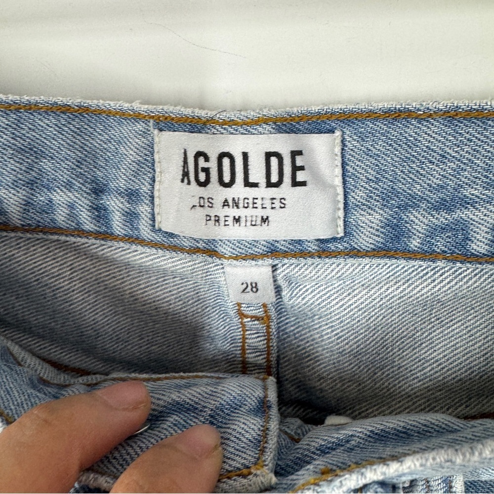 Agolde Light Wash Distressed Denim Cutoff Shorts Size 28 Raw Hem Summer - Picture 6 of 9